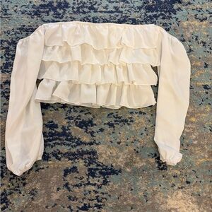 Elegant White Ruffle Blouse
